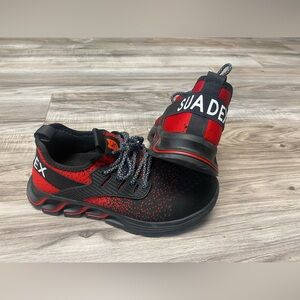 SUADEX Steel Toe Sneakers Women’s 7 Men 5.5 Red Black Work Safety Slip Resistant